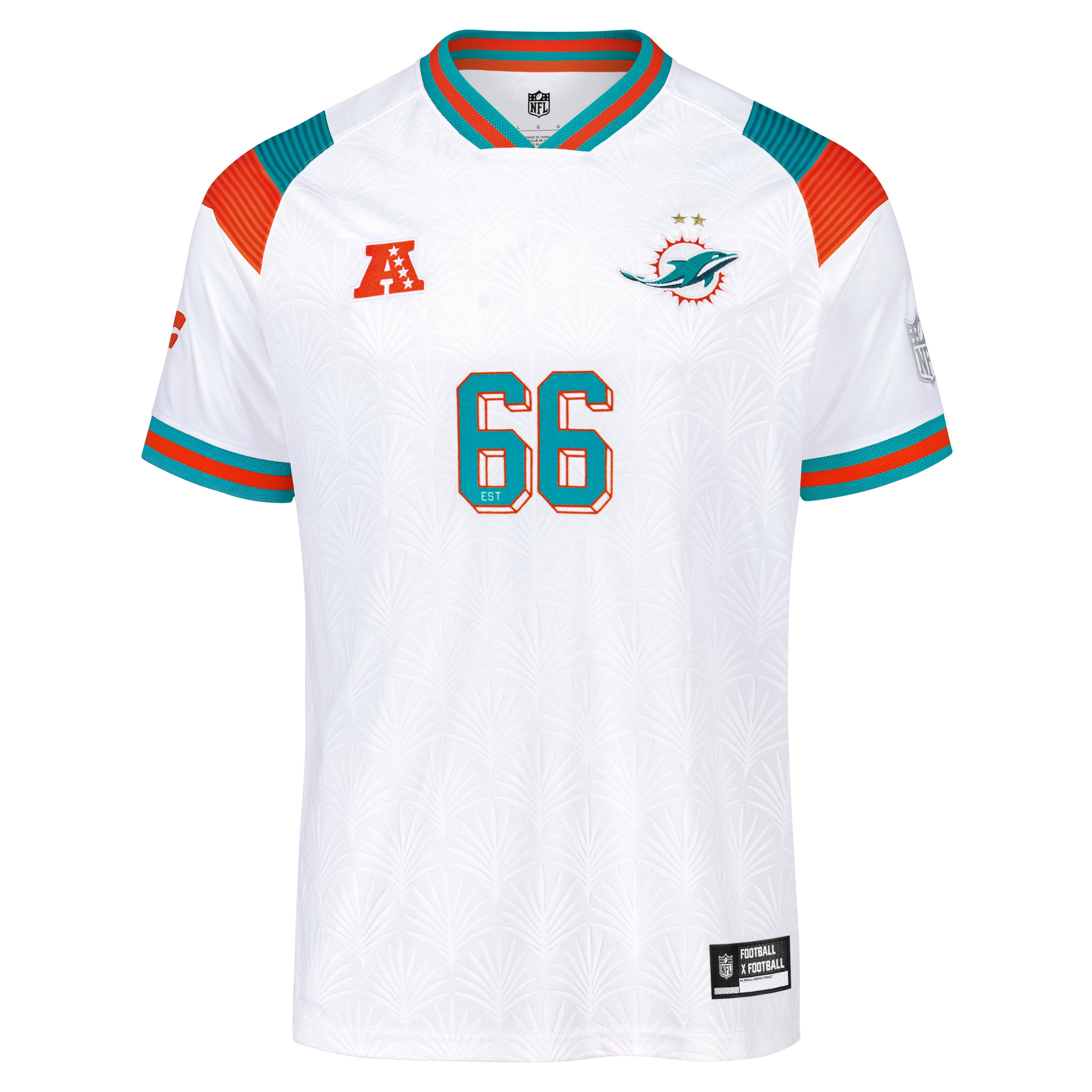 Youth Fanatics White Miami Dolphins Football x V-Neck Fan Top