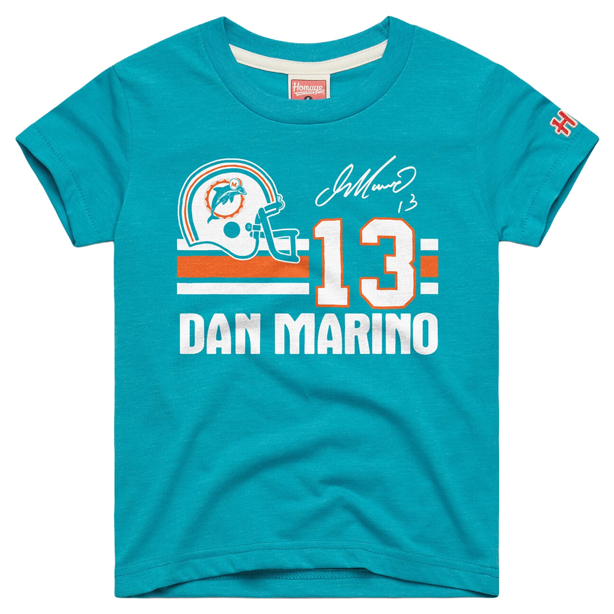 T-shirt Youth Homage Dan Marino Aqua Miami Dolphins Remix Signature Tri-Blend