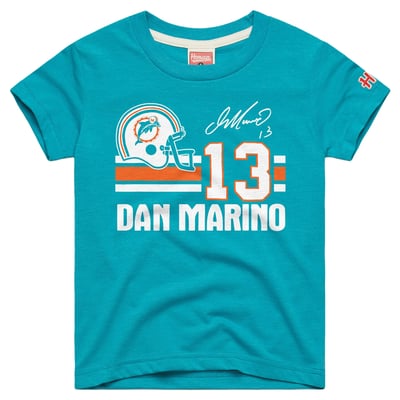 Dan Marino Miami Dolphins Homage Youth Remix Signature Tri-Blend T-Shirt - Aqua