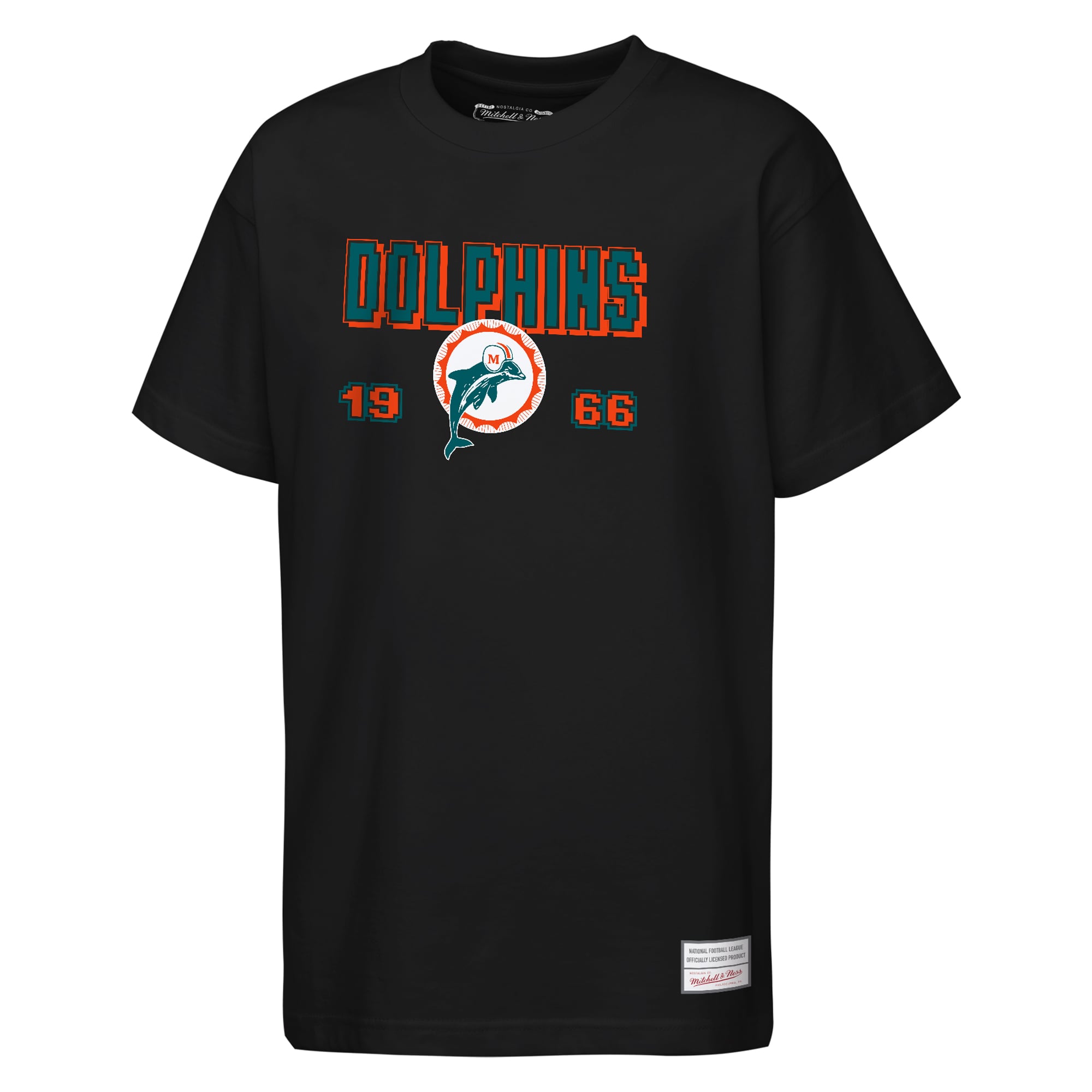 T-shirt rétro arcade Mitchell & Ness noir Miami Dolphins pour enfant