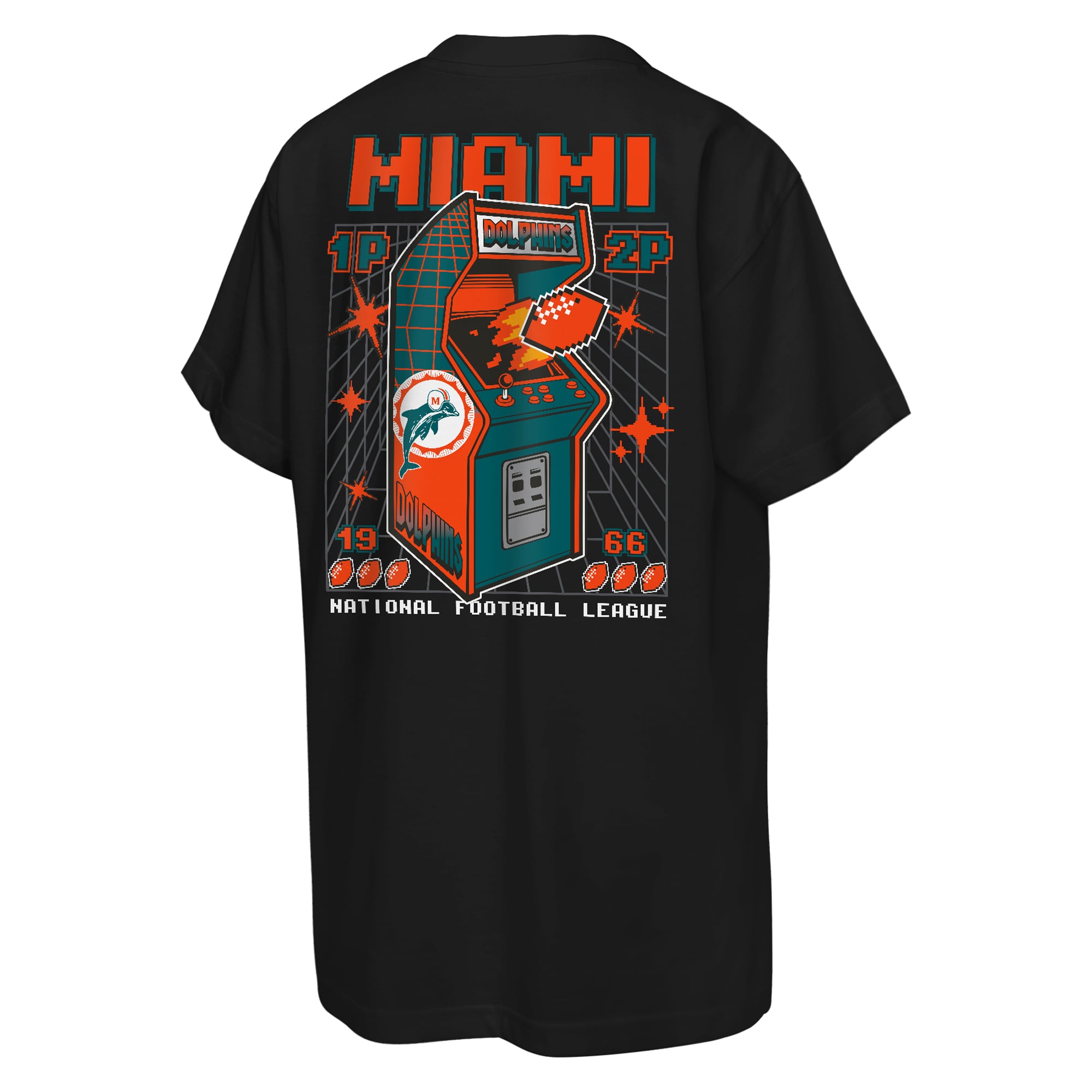 T-shirt rétro arcade Mitchell & Ness noir Miami Dolphins pour enfant