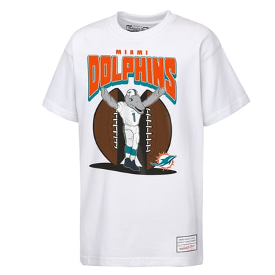  Miami Dolphins Mitchell & Ness Youth Mascot Mania T-Shirt - White