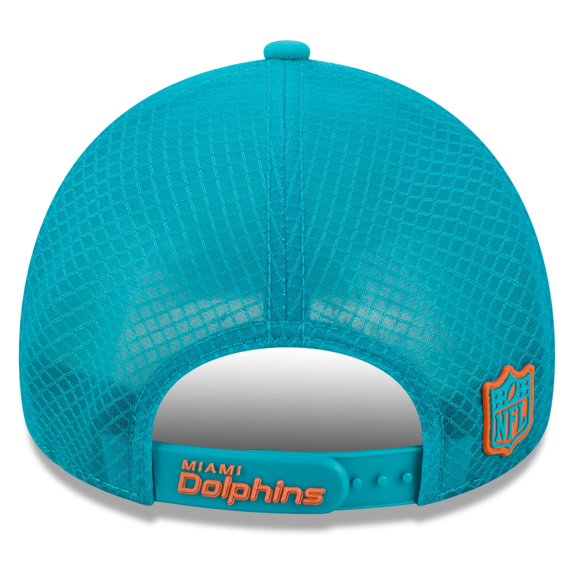 Youth New Era Aqua Miami Dolphins 2026 Sideline Apex 9FORTY Adjustable Trucker Hat