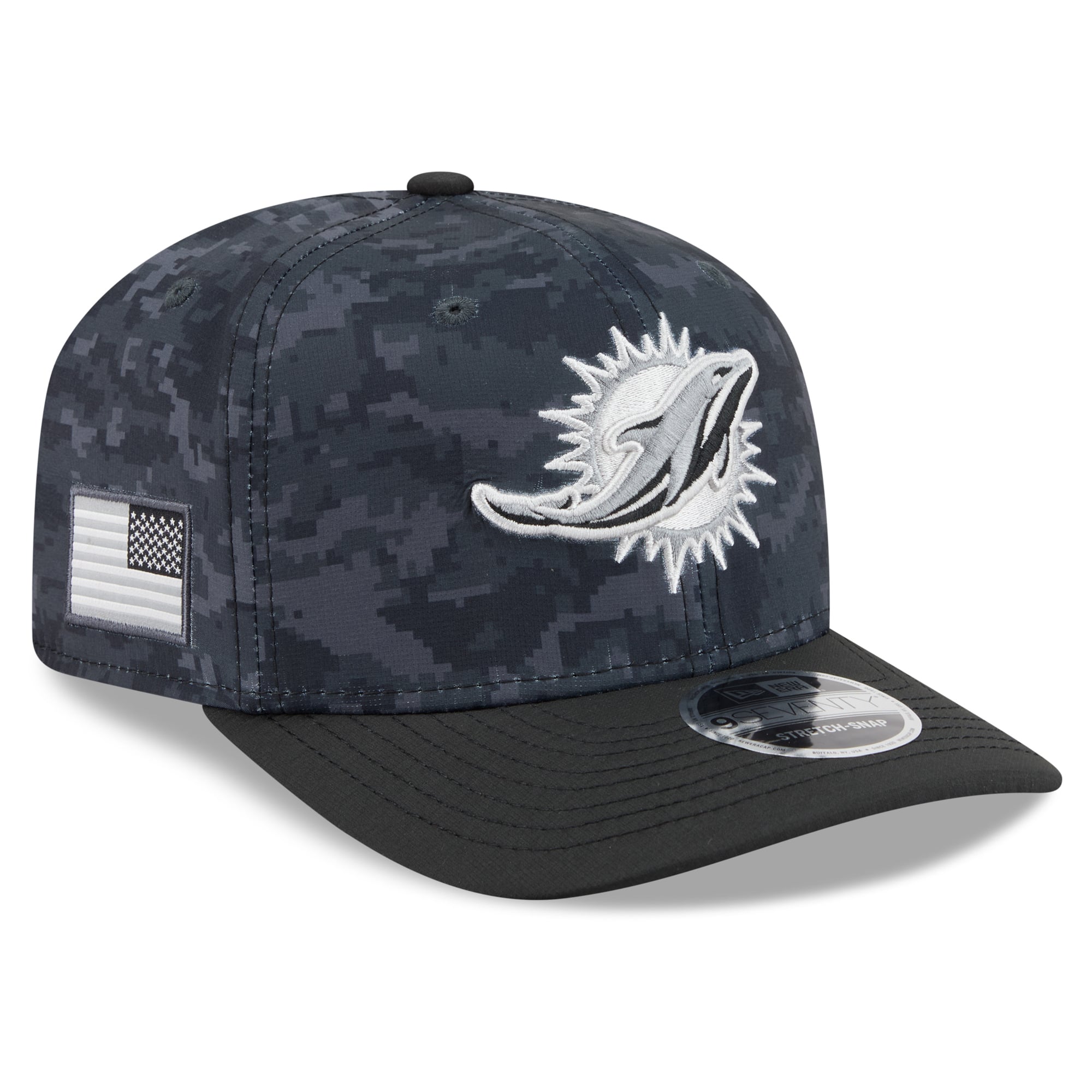 Casquette ajustable New Era noire Miami Dolphins 2026 Salute To Service 9SEVENTY pour jeunes