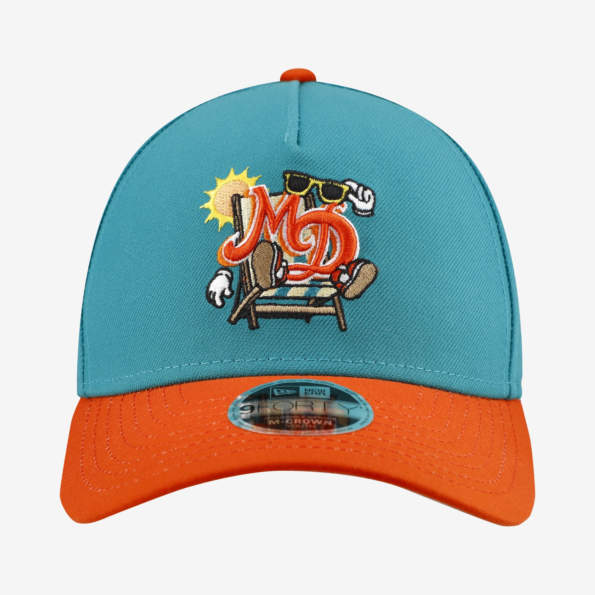 Youth New Era Teal Miami Dolphins Cartoon 9FORTY A-Frame Adjustable Hat
