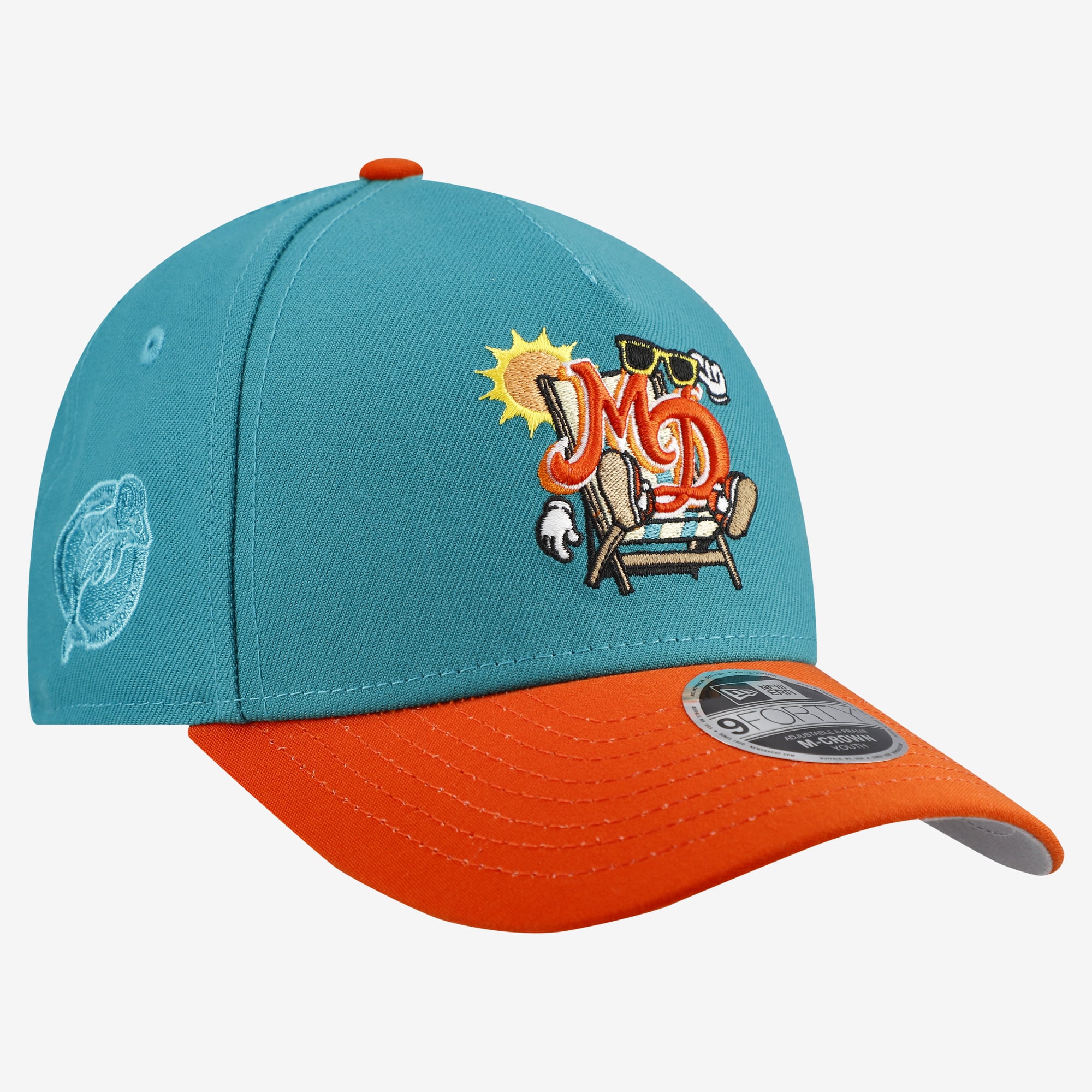 Youth New Era Teal Miami Dolphins Cartoon 9FORTY A-Frame Adjustable Hat