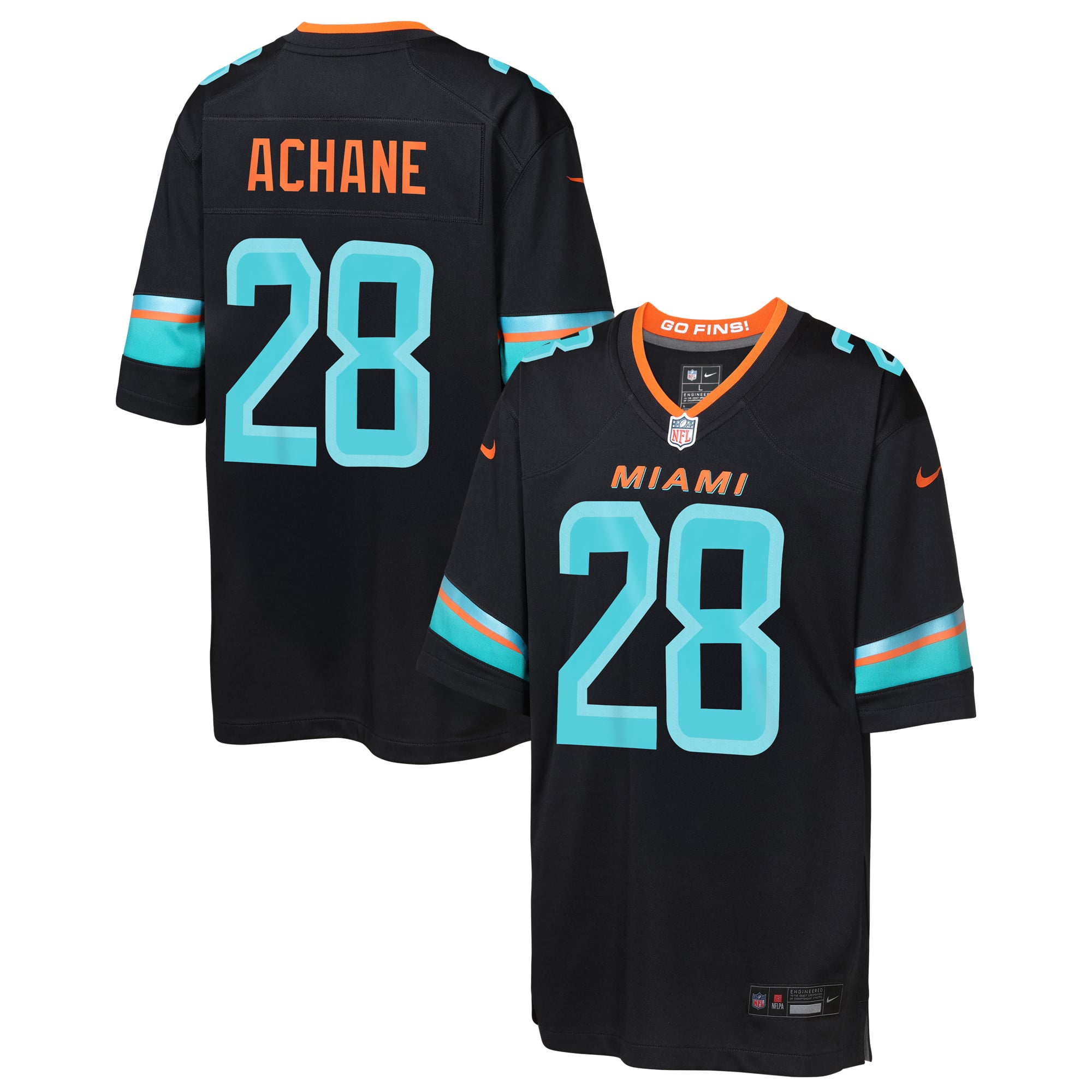 Maillot de match Nike De’Von Achane bleu marine Miami Dolphins Rivalries Collection pour jeunes