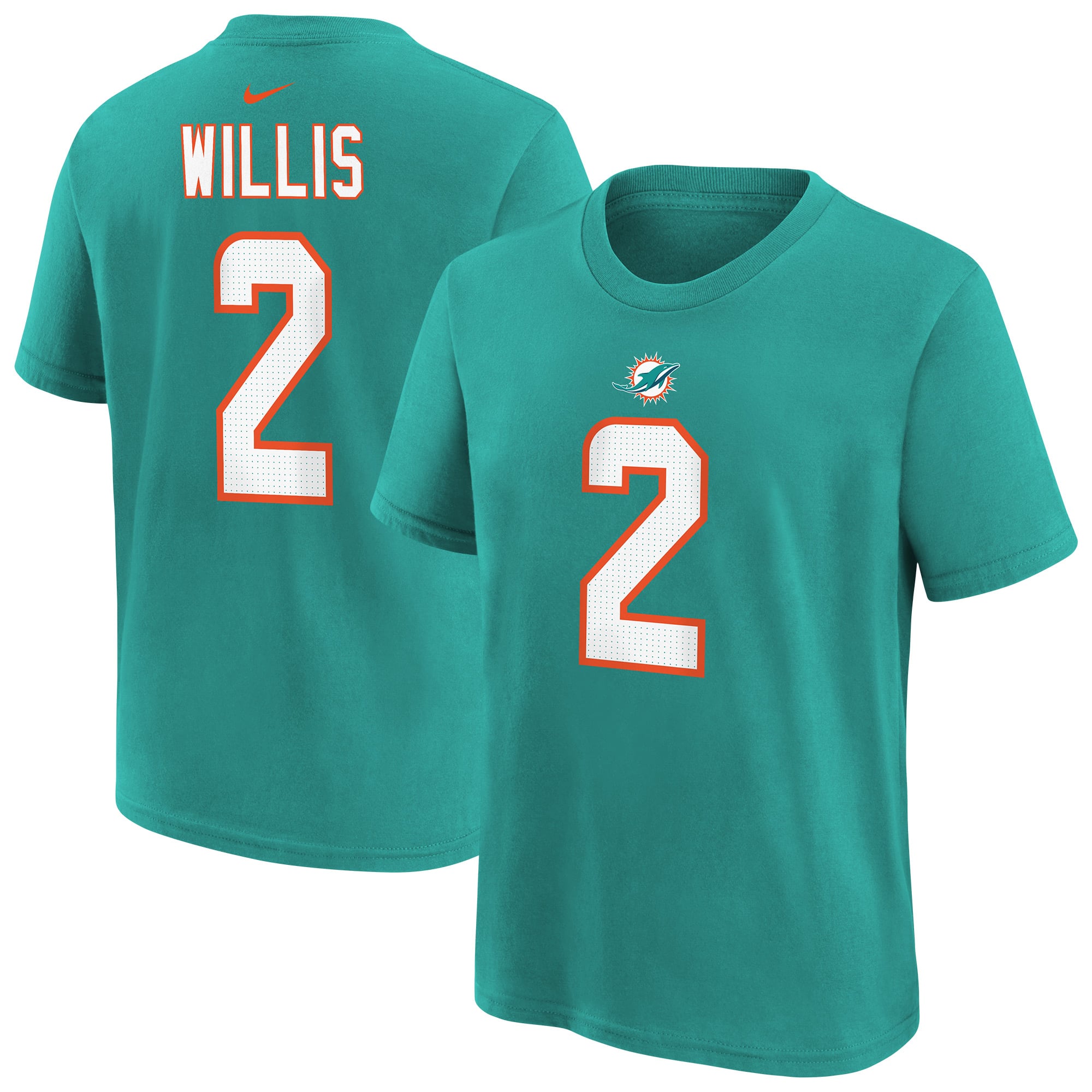 T-shirt Nike pour enfant Malik Willis vert Miami Dolphins avec nom et numéro