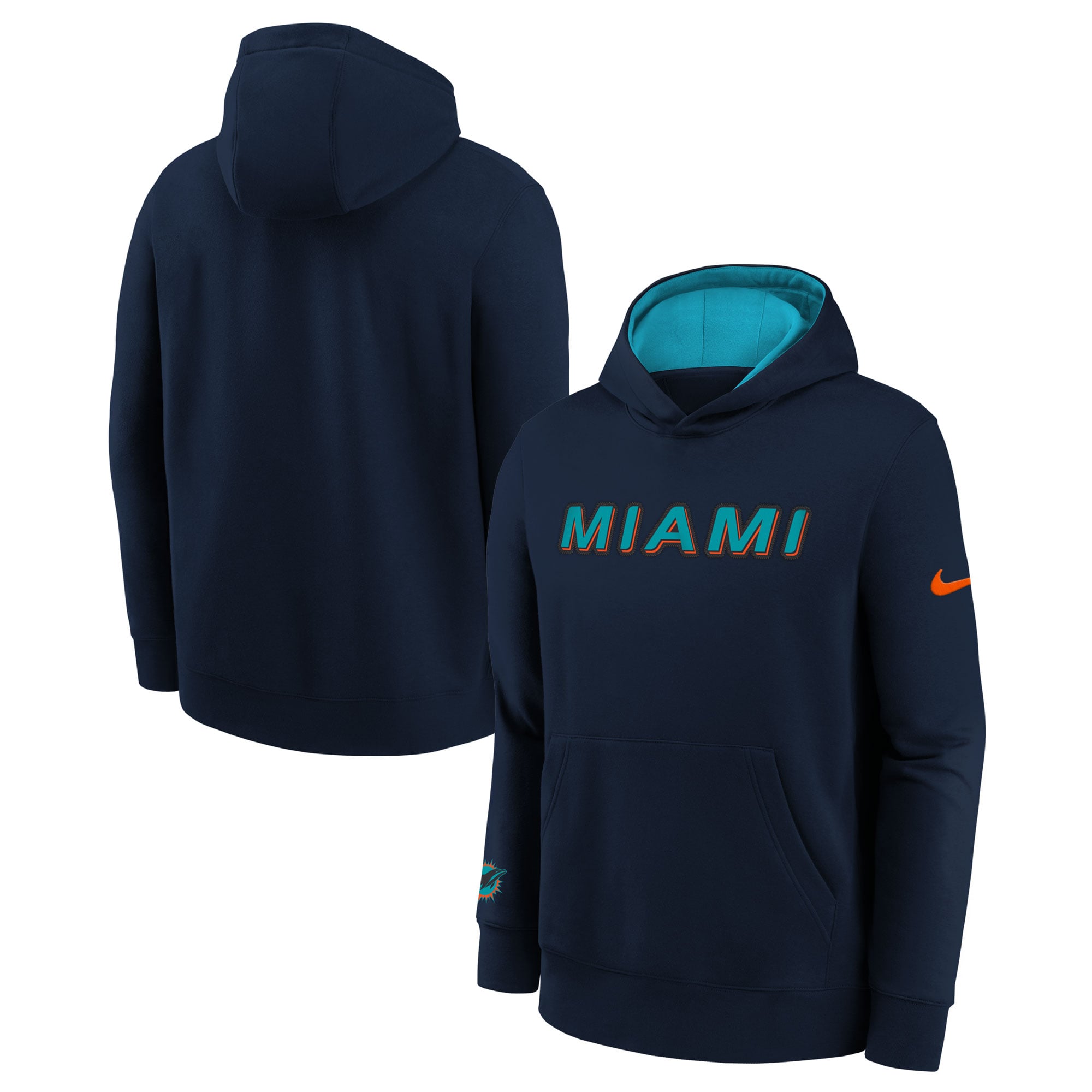 Sweat à capuche Nike bleu marine Miami Dolphins Rivalries Collection pour jeunes