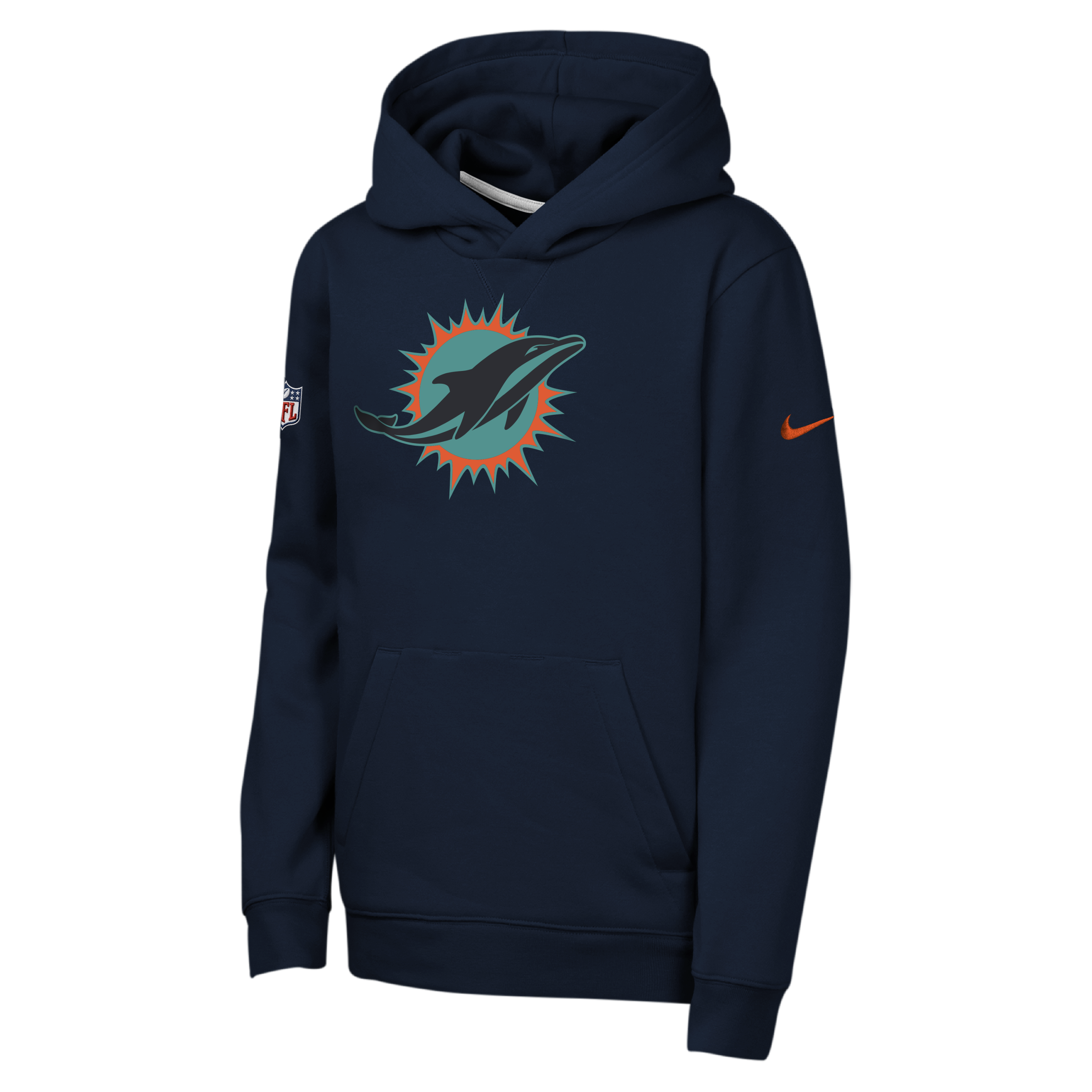 Sweat à capuche polaire Nike bleu marine Miami Dolphins Rivalries Collection Sideline Club pour jeunes