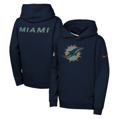 Miami Dolphins Nike Youth Rivalries Collection Sideline Club Fleece Pullover Hoodie - Navy