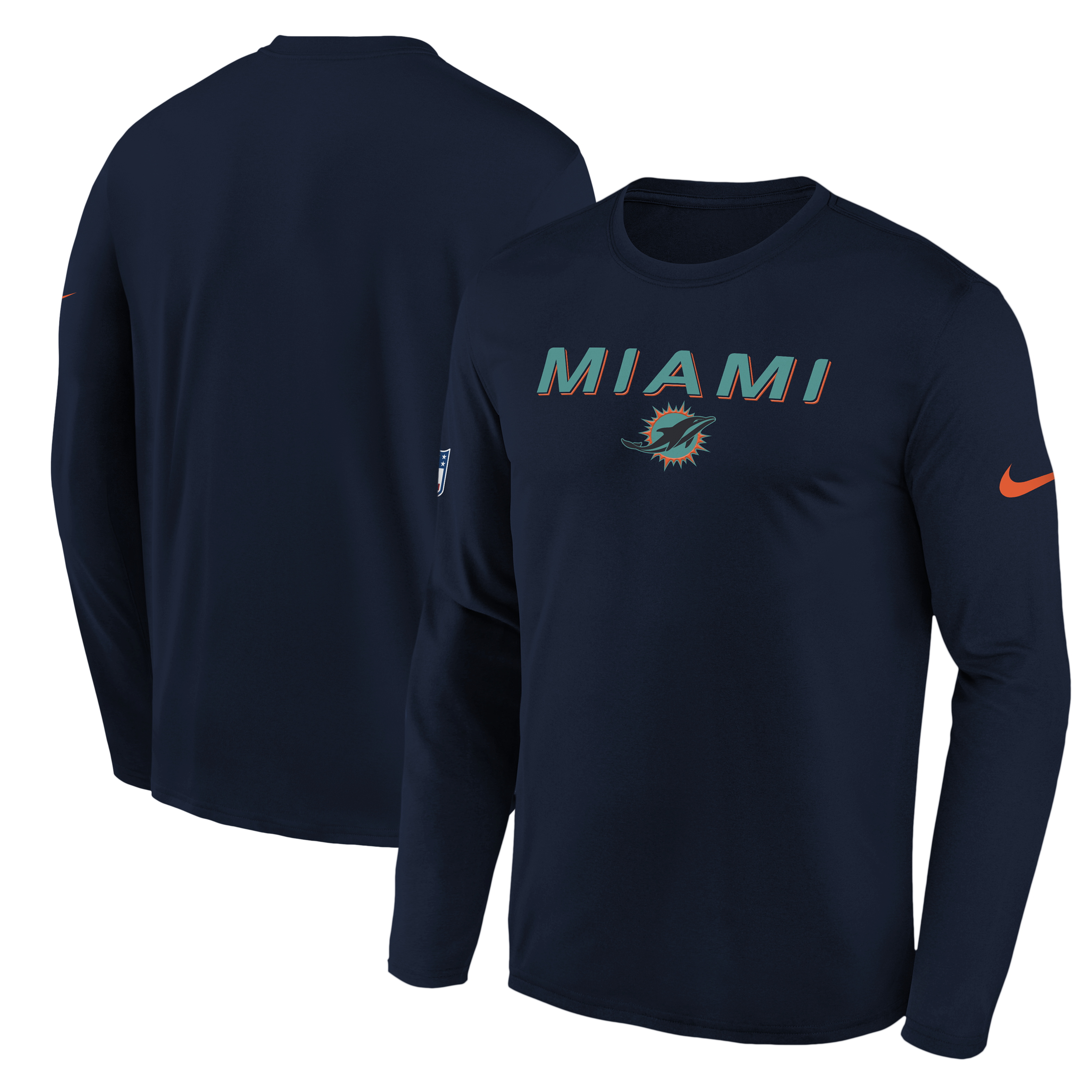 Youth Nike Navy Miami Dolphins Rivalries Collection Sideline Legend Long Sleeve T-Shirt