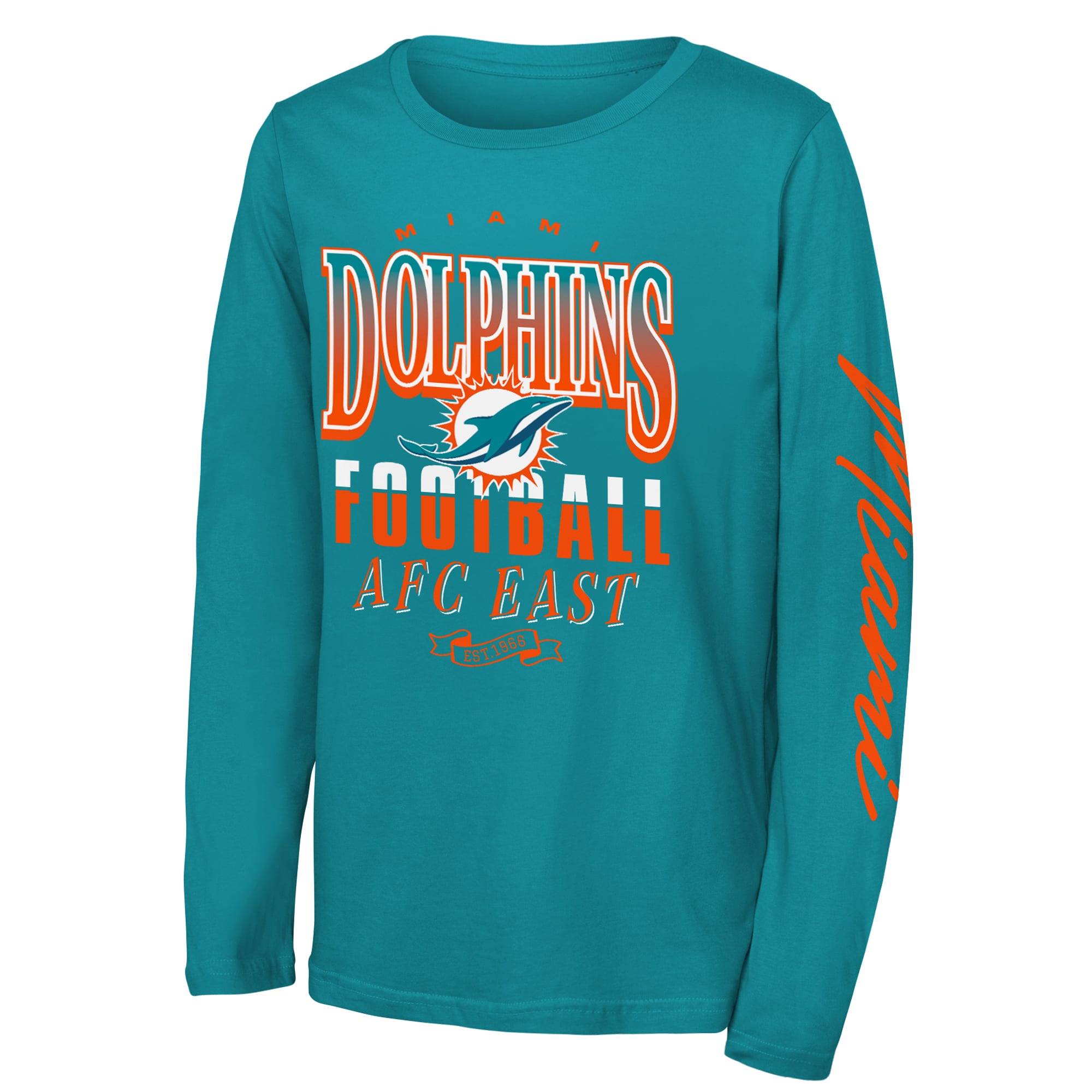 T-shirt à manches longues Youth Outerstuff Aqua Miami Dolphins Real Ones