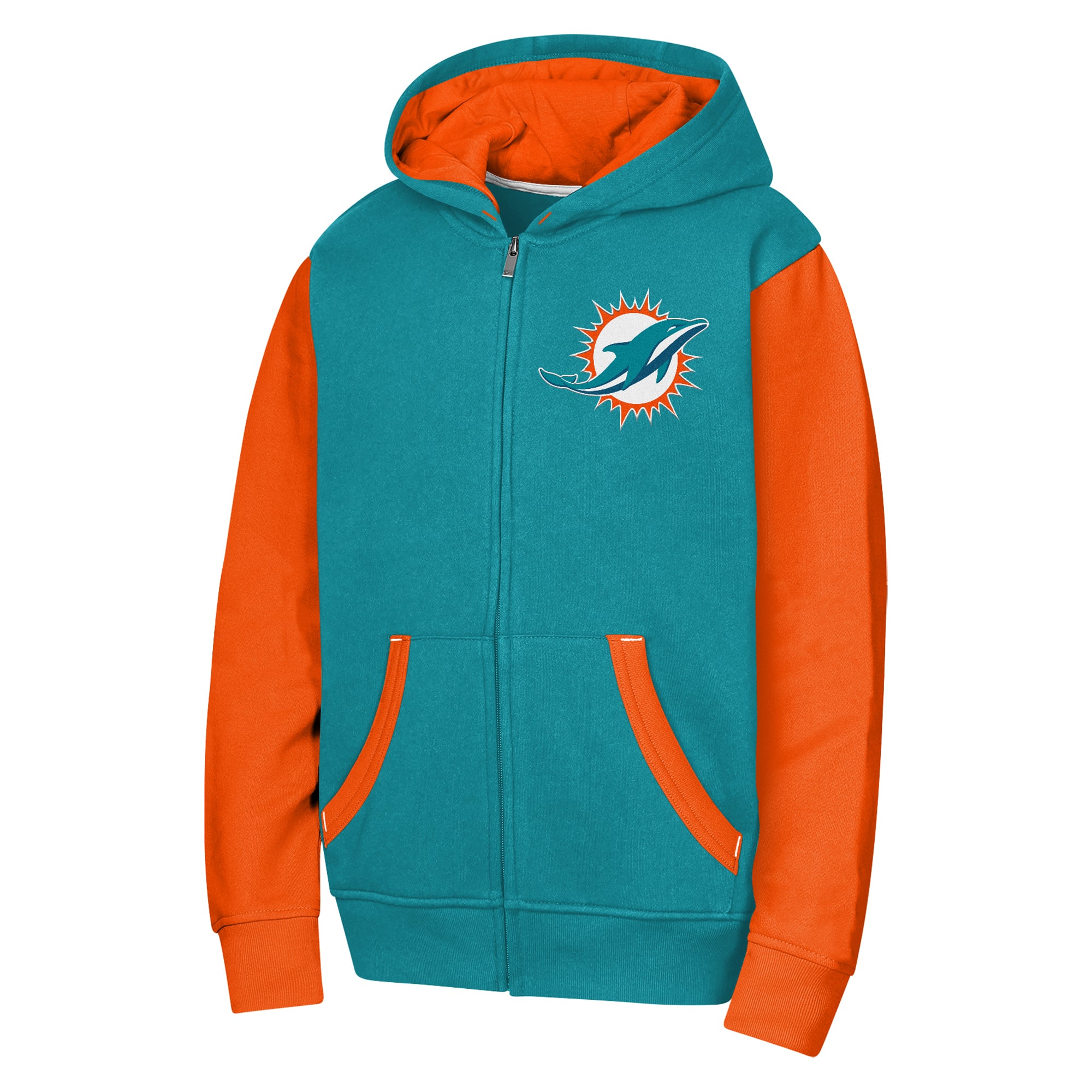 Sweat à capuche zippé Youth Outerstuff Aqua Miami Dolphins Stadium Colorblock
