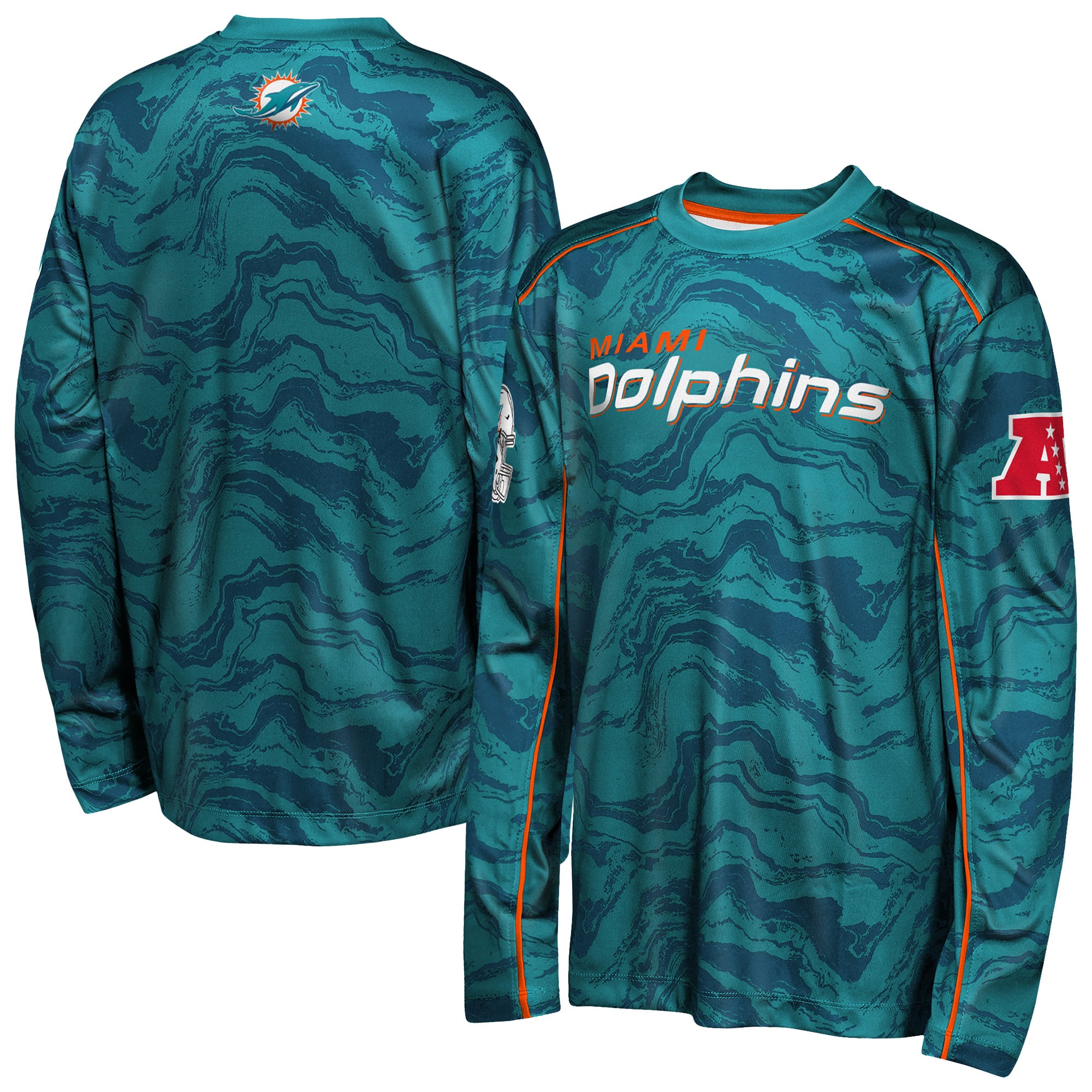 T-shirt à manches longues Youth Outerstuff Aqua Miami Dolphins Tailgate Performance