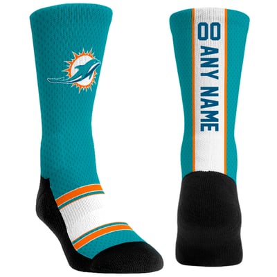  Miami Dolphins Rock Em Youth Custom Jersey Crew Socks - Aqua
