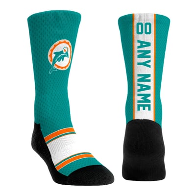  Miami Dolphins Rock Em Youth Throwback Jersey Custom Crew Socks - Aqua