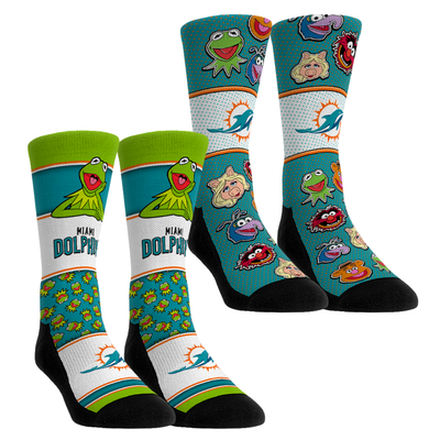  Miami Dolphins Rock Em Youth Muppets 2-Pack Crew Socks Set - Blue