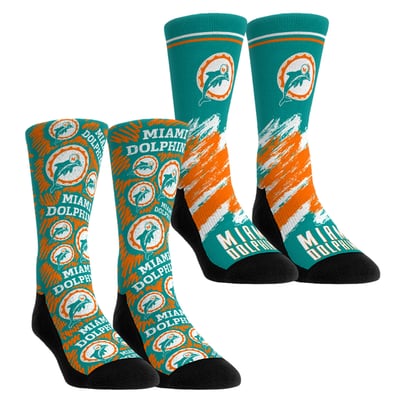 Miami Dolphins Rock Em Youth Throwback Two-Pack Crew Socks Set - Blue