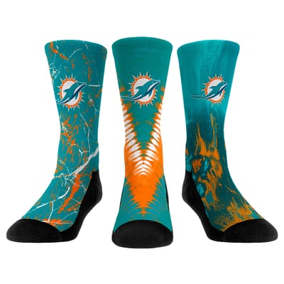  Miami Dolphins Rock Em Youth 3-Pack Crew Socks Set - 