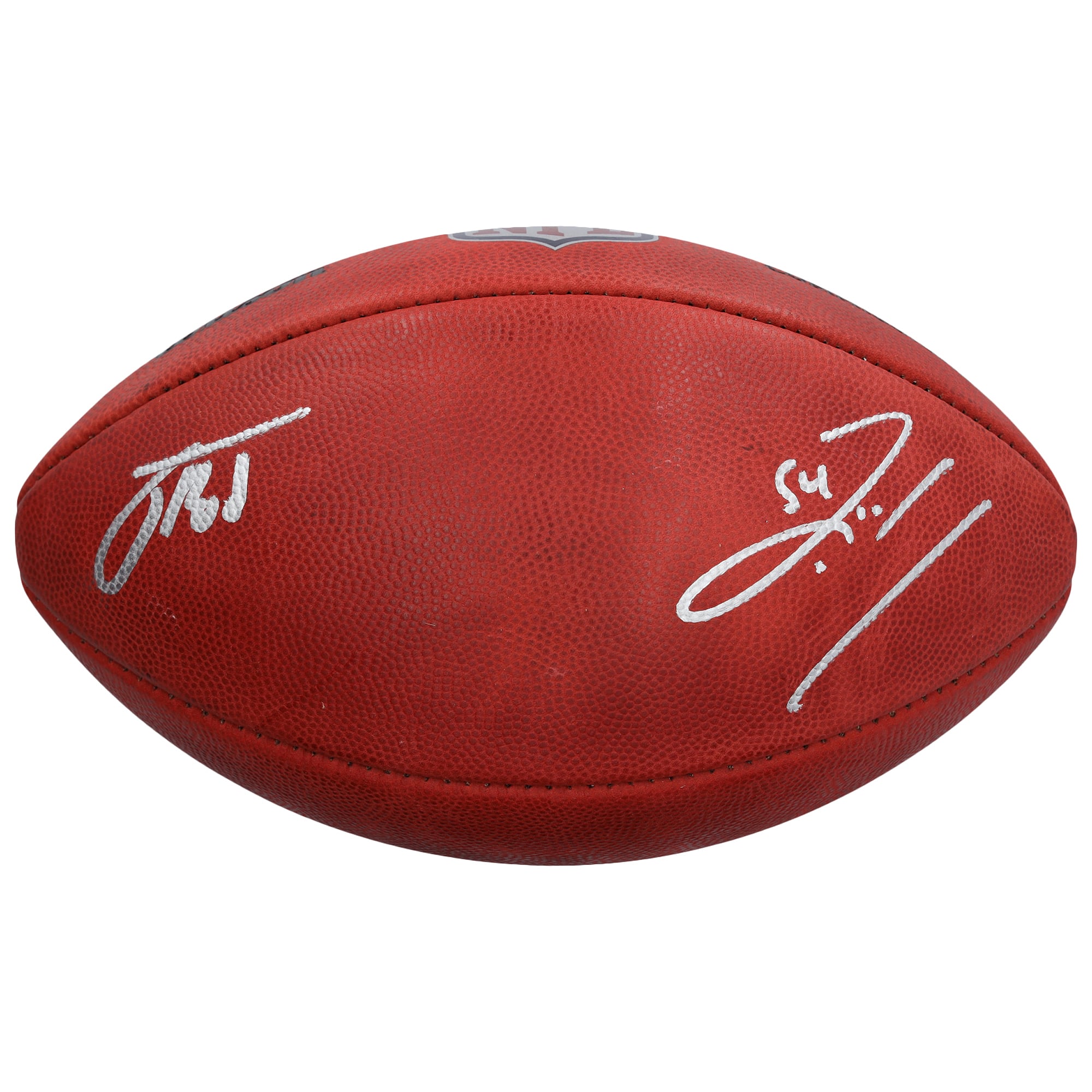 Ballon de football américain Duke en couleur, autographié par Zach Thomas et Jacob Rodriguez des Dolphins de Miami