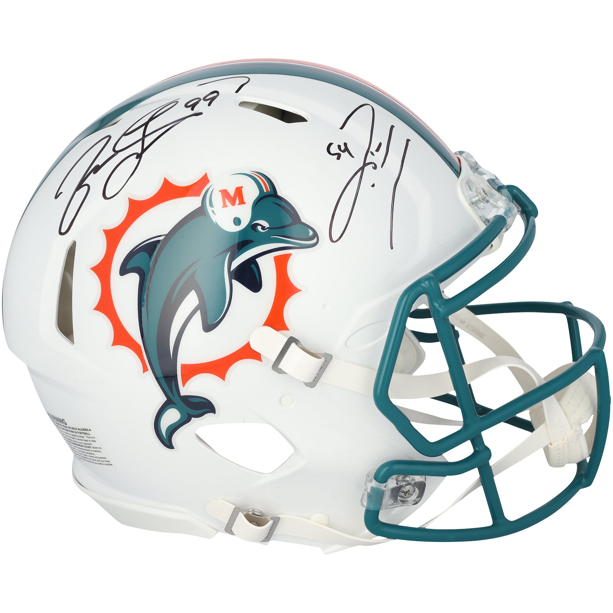 Casque Riddell Speed ​​Authentic rétro 1997-2012 autographié par Zach Thomas et Jason Taylor des Miami Dolphins