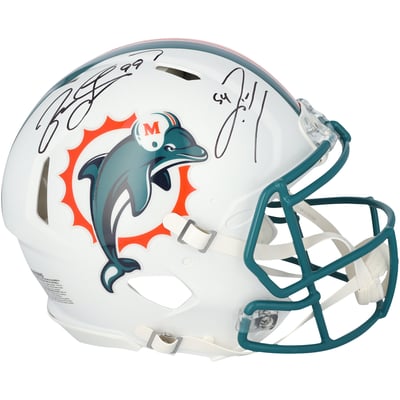 Zach Thomas & Jason Taylor Miami Dolphins Autographed Fanatics Authentic Riddell 1997-2012 Throwback Speed Authentic Helmet