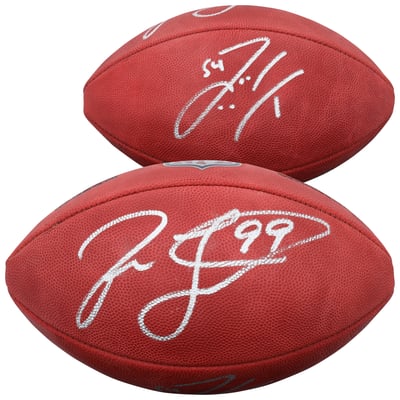 Zach Thomas & Jason Taylor Miami Dolphins Autographed Fanatics Authentic Wilson Duke Full Color Football