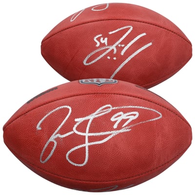 Zach Thomas & Jason Taylor Miami Dolphins Autographed Fanatics Authentic Wilson Duke Full Color Football
