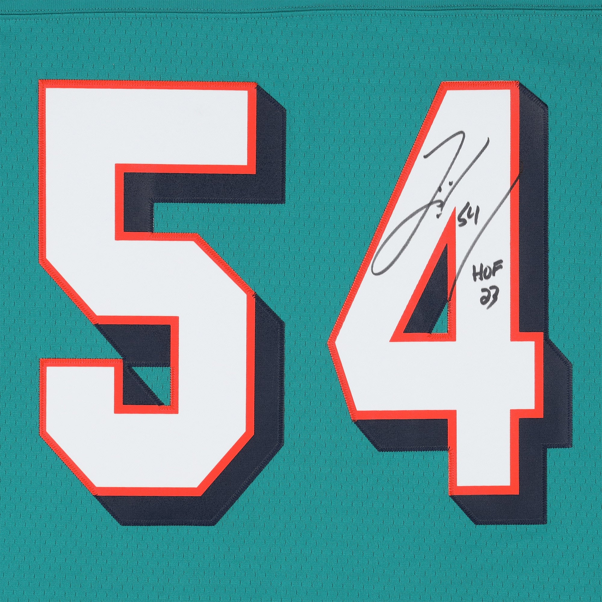 Maillot réplique Mitchell & Ness 2006 de Zach Thomas (Miami Dolphins), couleur turquoise, avec inscription « HOF 23 »