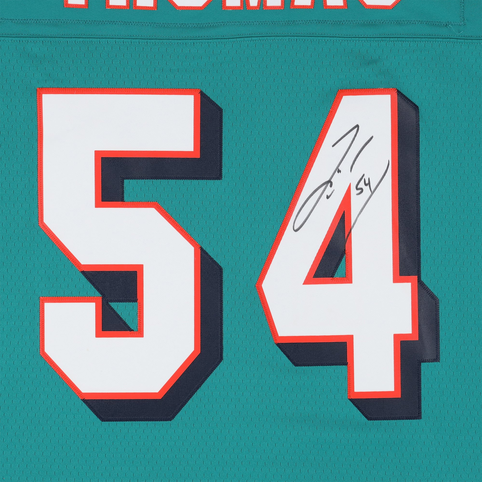 Maillot réplique Mitchell & Ness Aqua 2006 autographié par Zach Thomas des Miami Dolphins