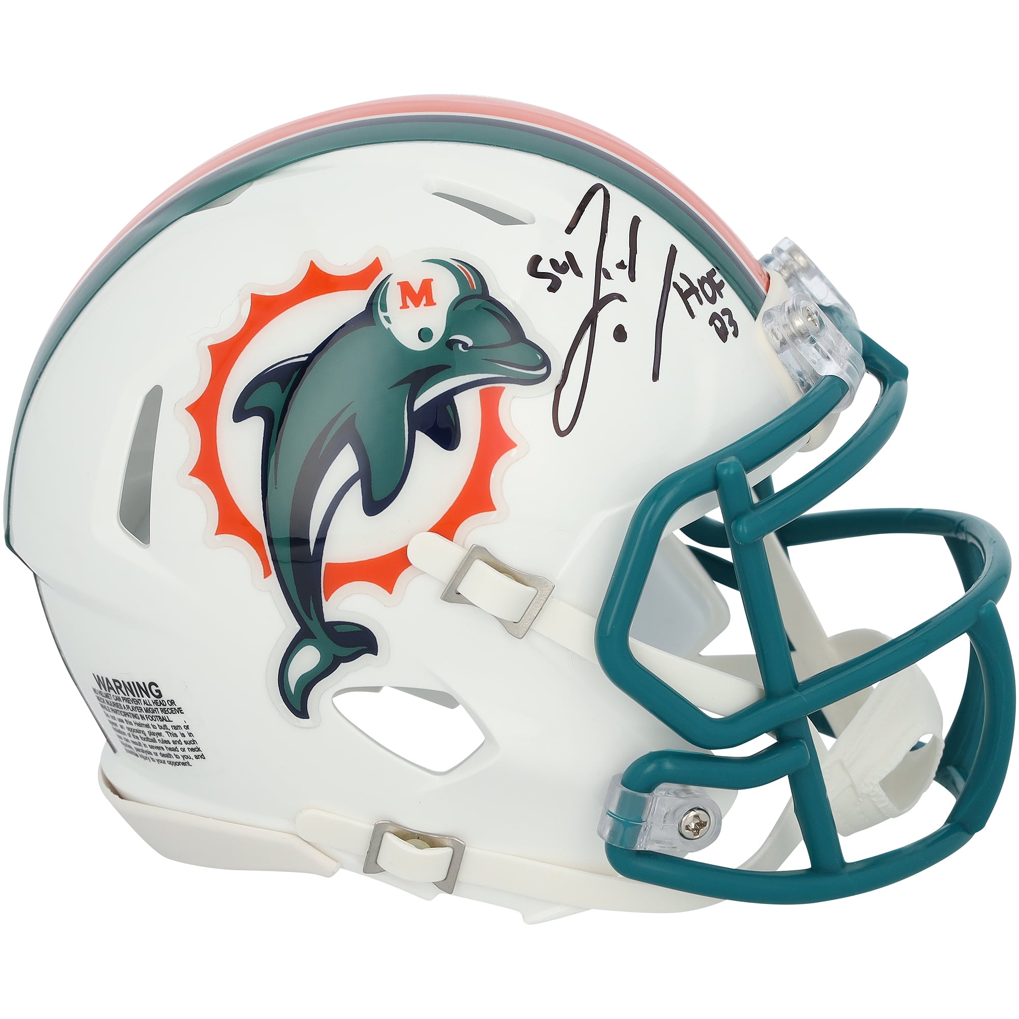 Casque Riddell Speed ​​Mini rétro 1997-2012 autographié par Zach Thomas des Miami Dolphins avec inscription « HOF 23 »