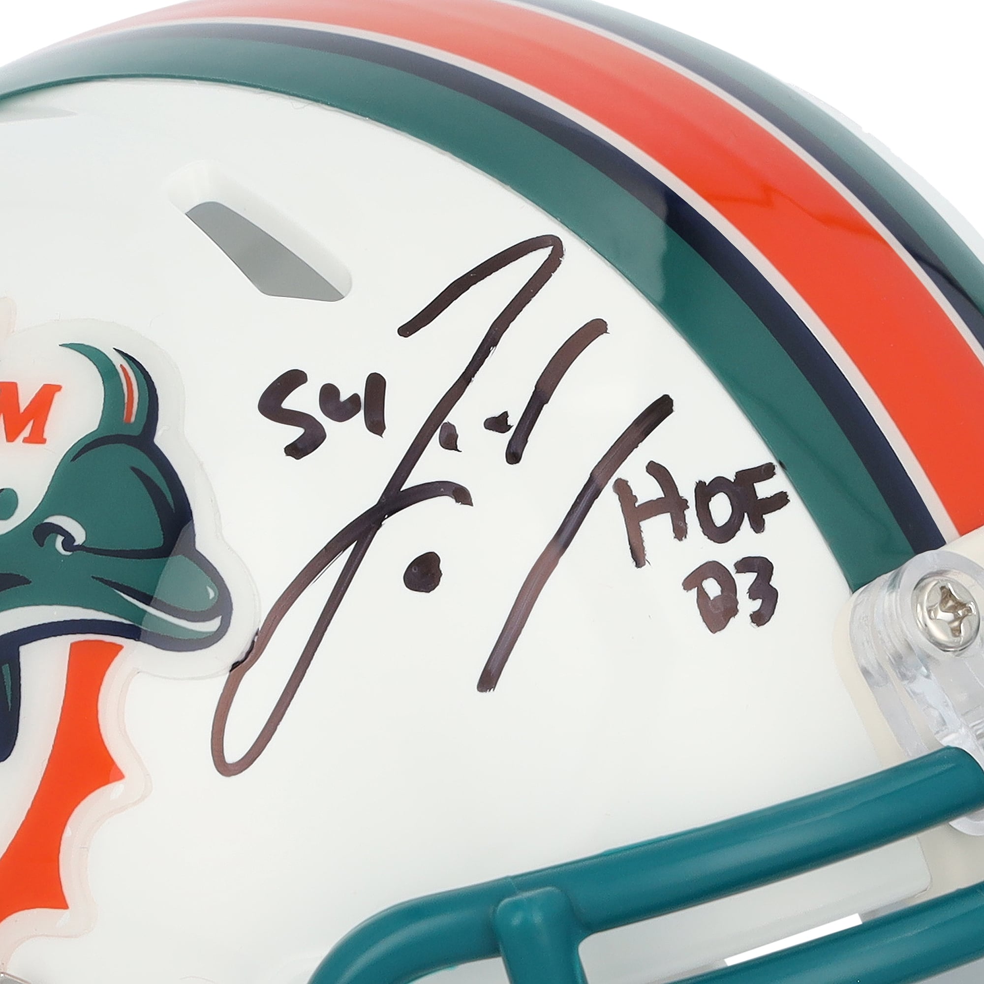 Casque Riddell Speed ​​Mini rétro 1997-2012 autographié par Zach Thomas des Miami Dolphins avec inscription « HOF 23 »