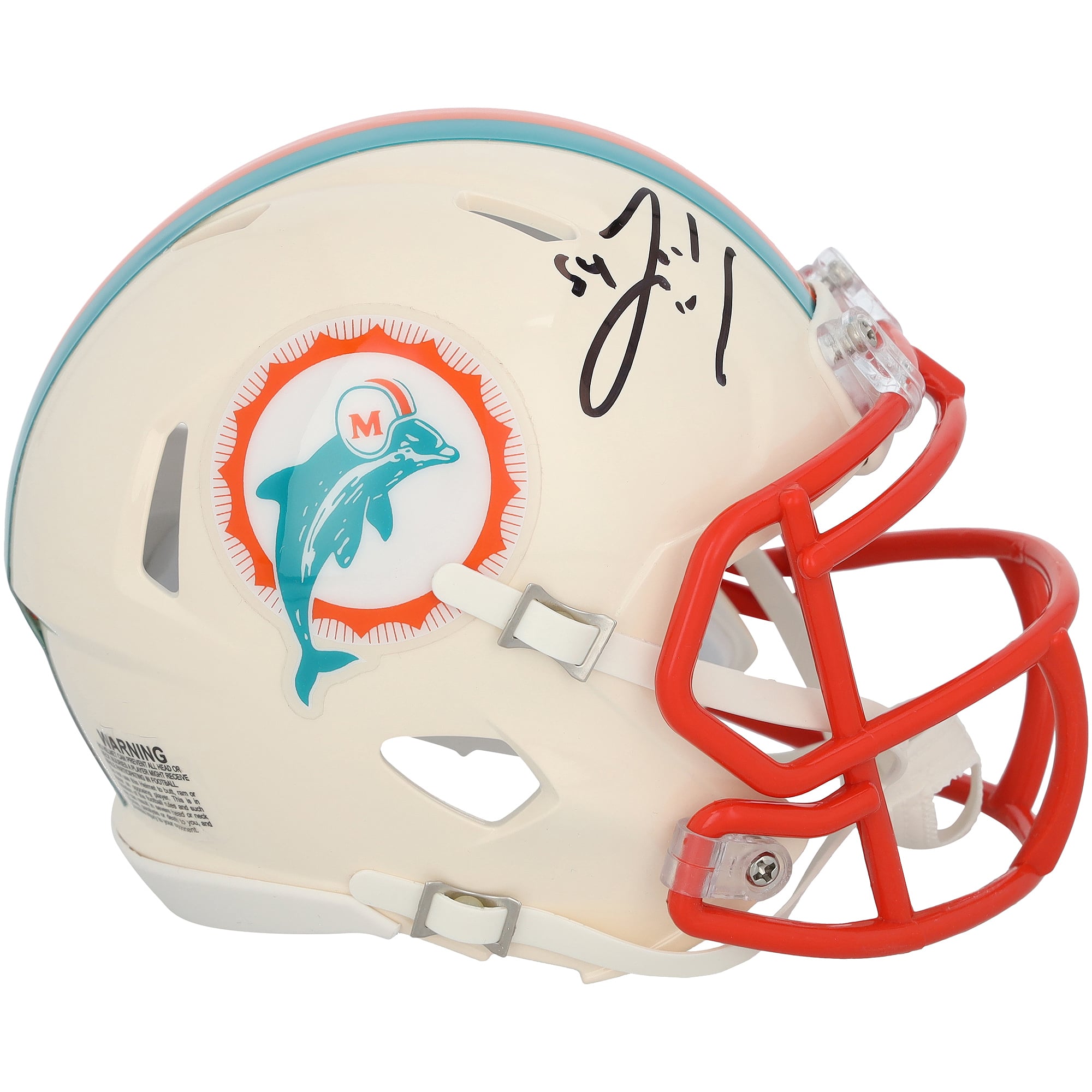 Casque miniature Riddell Speed ​​rétro 1997-2012 autographié par Zach Thomas des Dolphins de Miami
