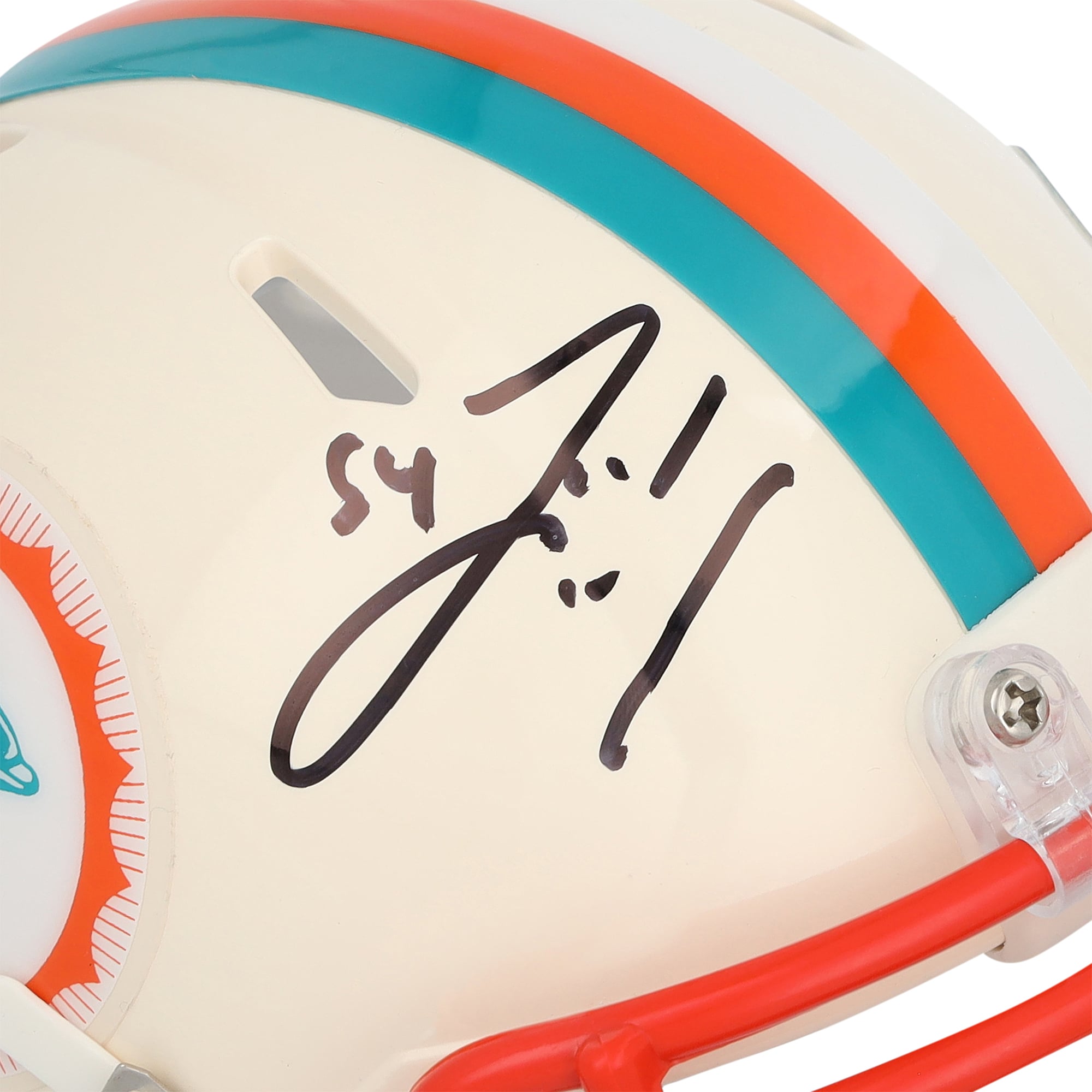 Casque miniature Riddell Speed ​​rétro 1997-2012 autographié par Zach Thomas des Dolphins de Miami