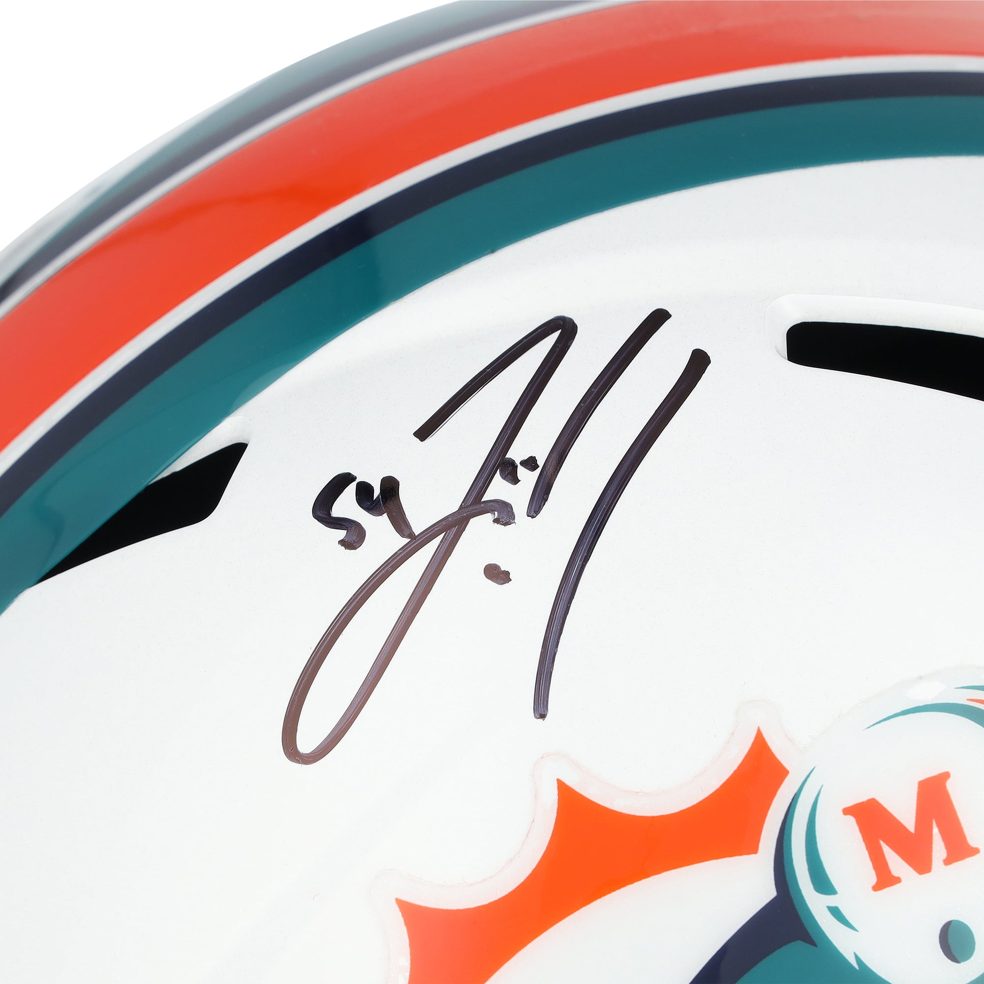 Casque réplique Riddell Speed ​​rétro 1997-2012 autographié par Zach Thomas des Dolphins de Miami