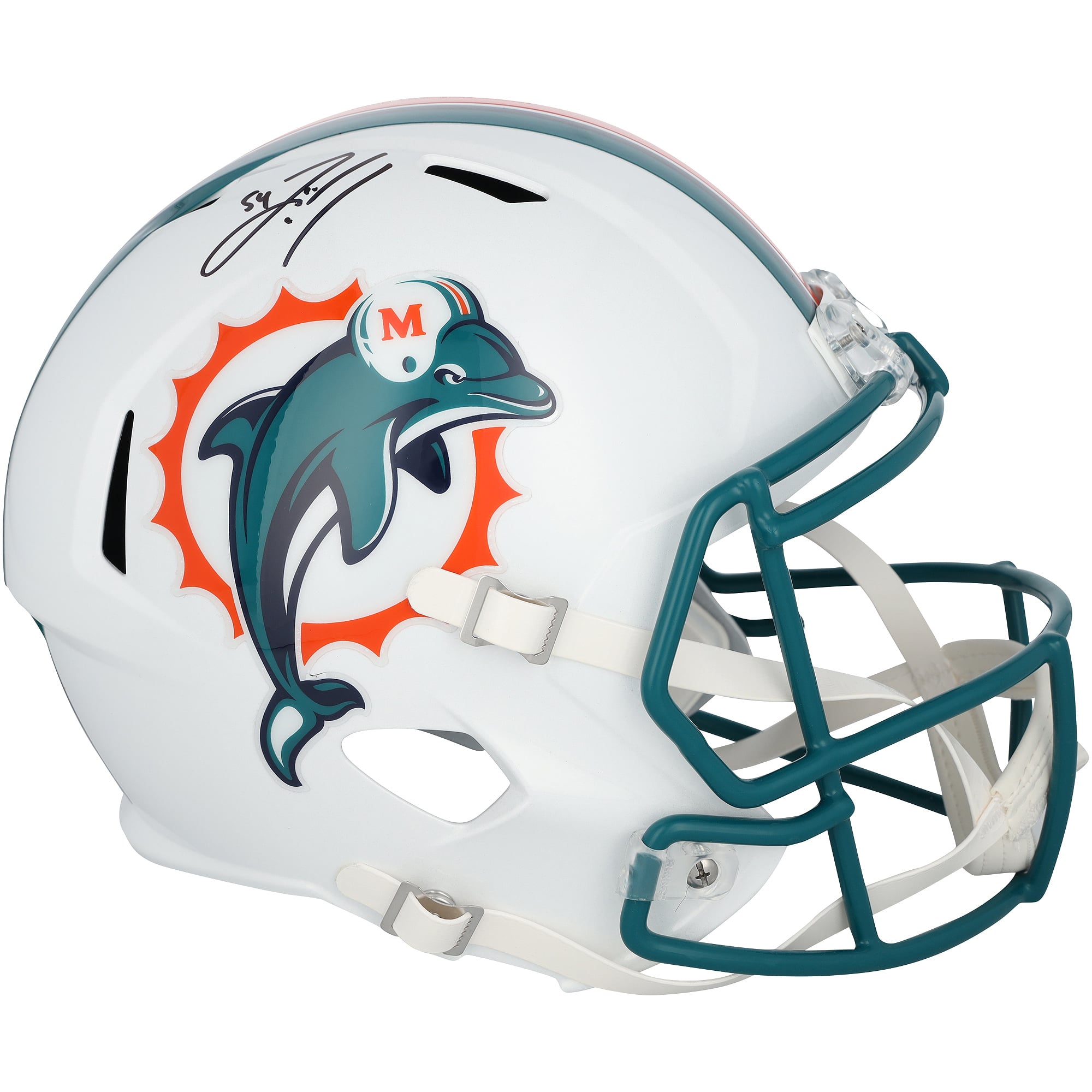 Casque réplique Riddell Speed ​​rétro 1997-2012 autographié par Zach Thomas des Dolphins de Miami