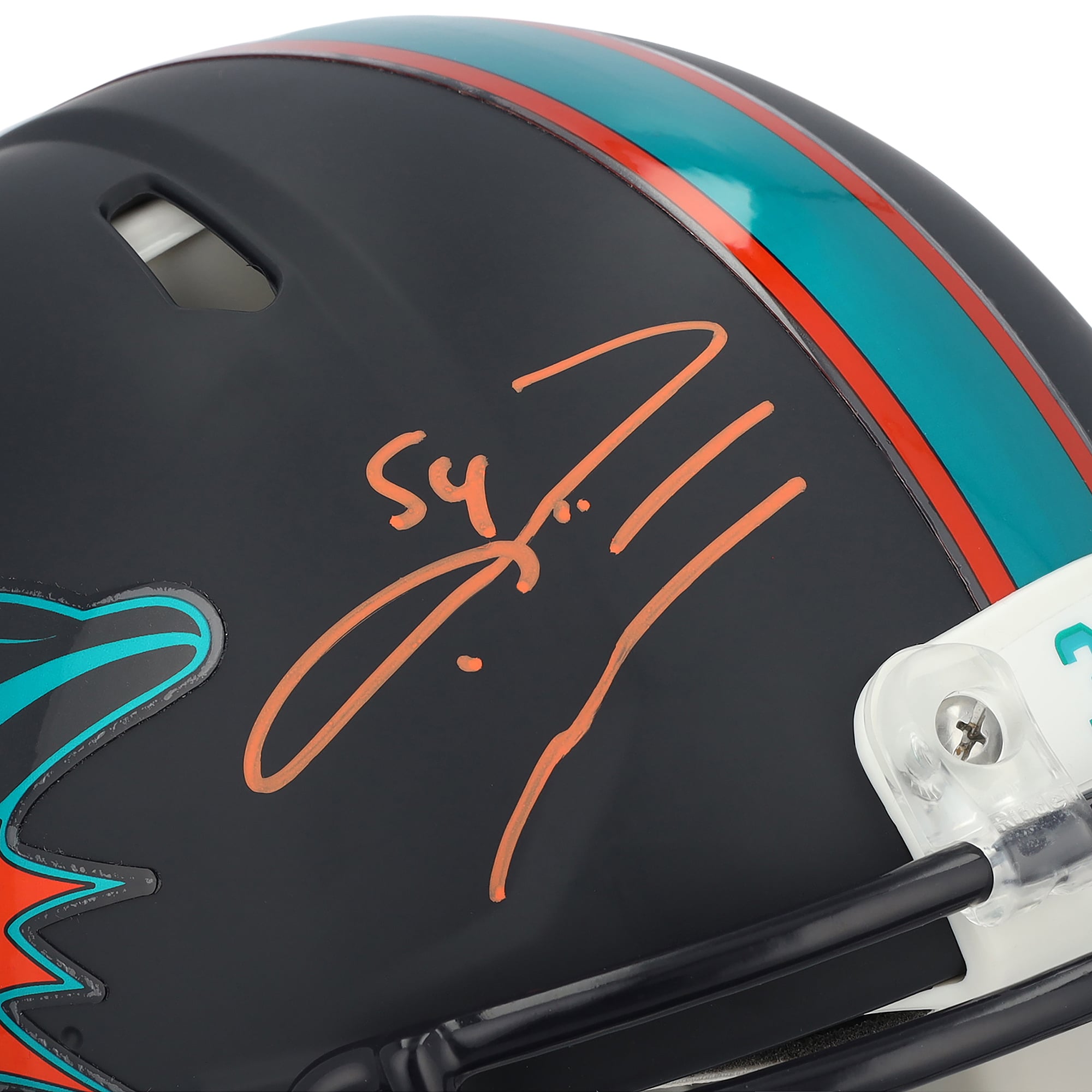Casque Riddell Rivalry Speed ​​Authentic autographié par Zach Thomas des Dolphins de Miami