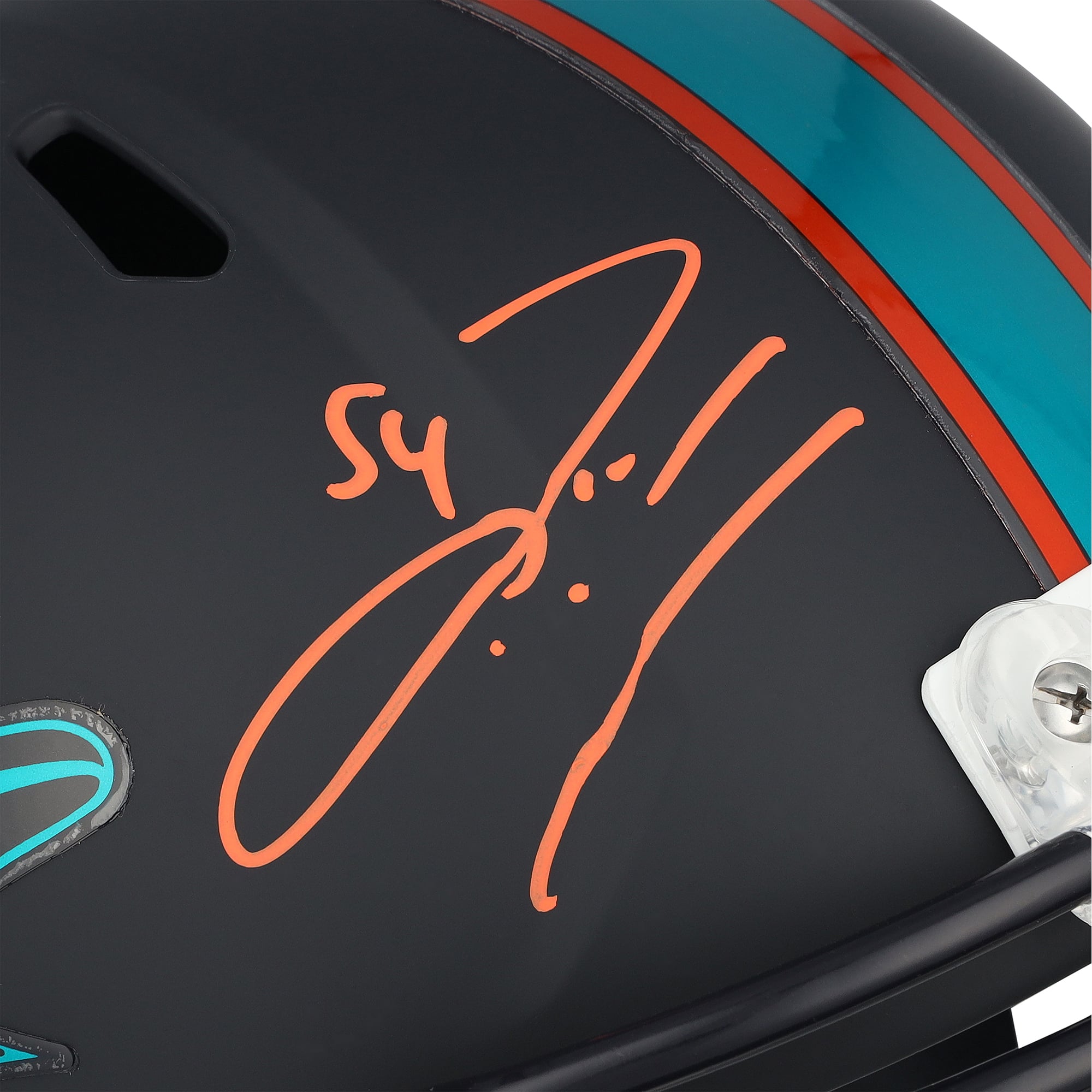 Casque réplique Riddell Rivalry Speed ​​autographié par Zach Thomas des Dolphins de Miami