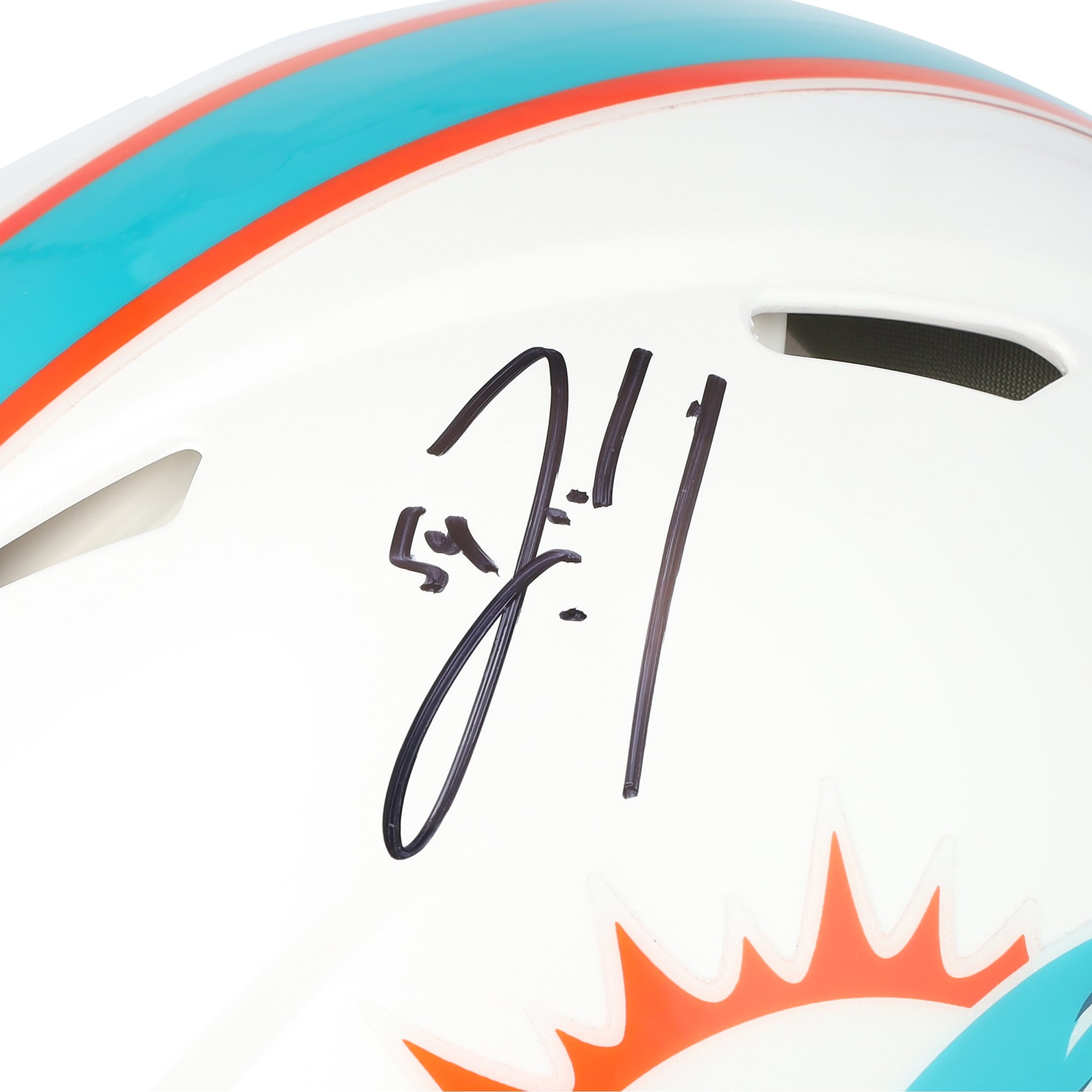 Casque Riddell Speed ​​Authentic autographié par Zach Thomas des Dolphins de Miami