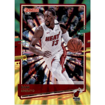 2020-21 Donruss Holo Green and Yellow Laser #14 Bam Adebayo