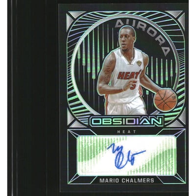2020-21 Panini Obsidian Aurora Autographs Electric Etch Green #30 Mario Chalmers/25