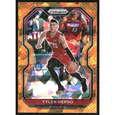 2020-21 Panini Prizm Prizms Orange Ice #218 Tyler Herro