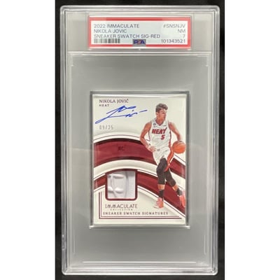 2022 Immaculate Collection Sneaker Swatches Red Nikola Jovic RC Auto /25 PSA 7