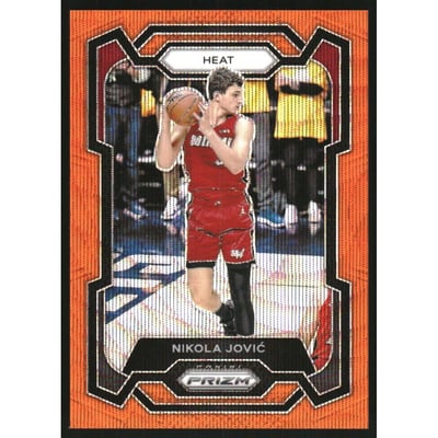 2023-24 Panini Prizm Prizms Orange Wave #121 Nikola Jovic