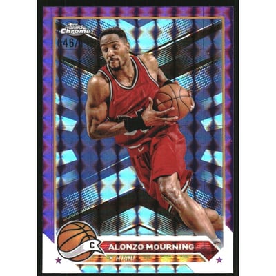 2023-24 Topps Chrome Purple Geometric Refractors #43 Alonzo Mourning