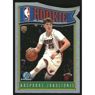 2025-26 Bowman Chrome Rookie of the Year Favorites Refractors #RY12 Kasparas Jakucionis