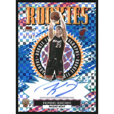 2025-26 Finest Rookie Autographs Blue X-Fractors #RFAKJ Kasparas Jakucionis