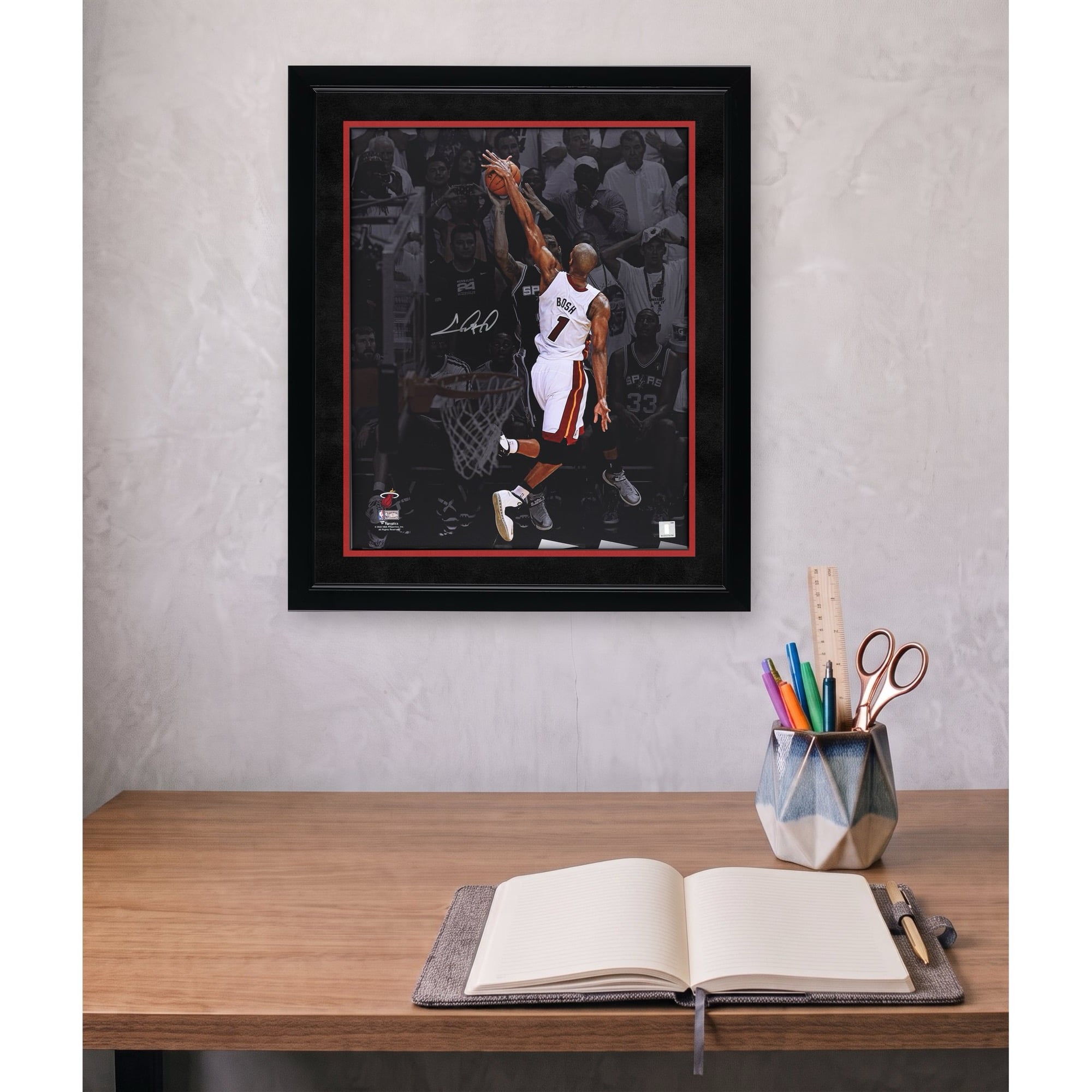 Chris Bosh Miami Heat Autographed 16" x 20" 2013 NBA Finals Game 6 Block vs. San Antonio Spurs Photograph
