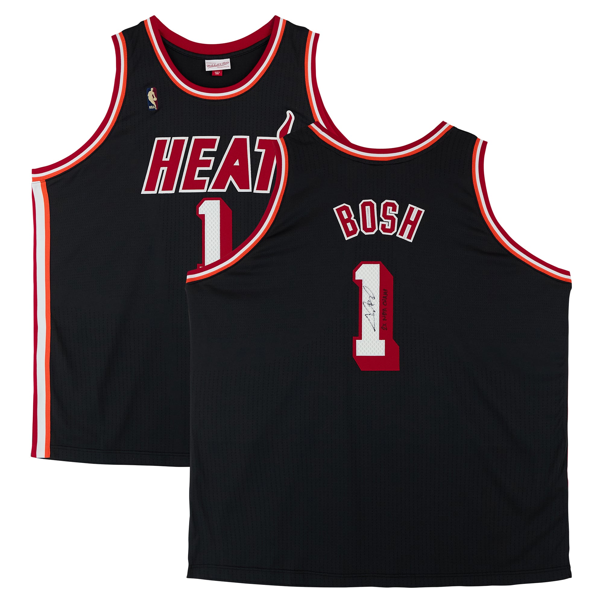 Chris Bosh Miami Heat Autographed Black Mitchell & Ness 2013 Authentic Jersey with "2X NBA Champ" Inscription